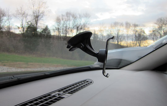 Windshield Mount and Cradle, Attached to the Glass